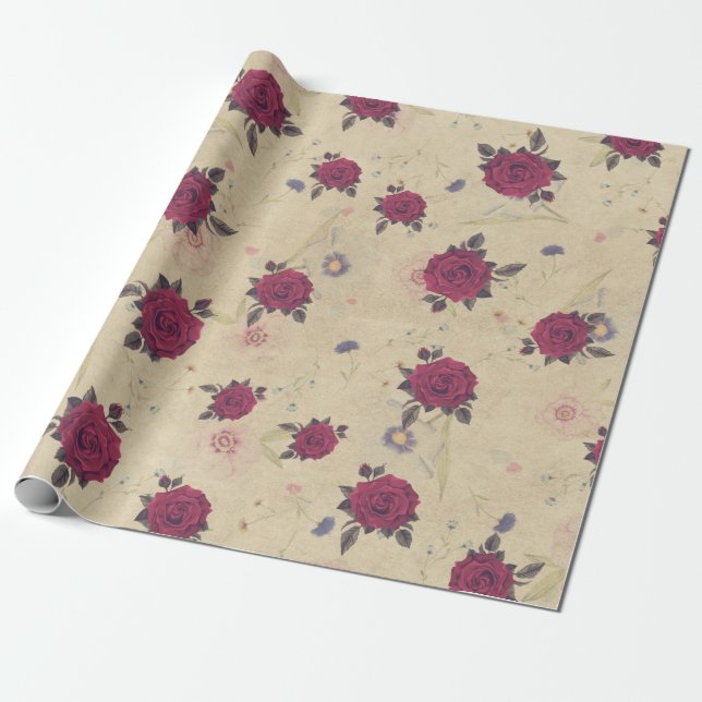 Vintage Rose Garten Elegant Stilvoll Geschenkpapier (Ungerollt)