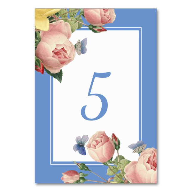 Vintage Rose Garten Party Tischnummern (Vorderseite)