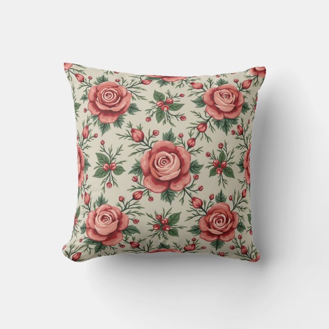 Vintage Rose Gartenkissen Kissen (Vorderseite)