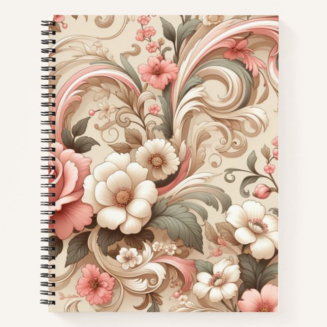 Vintage Rose Gartenplatz Notizbuch (Vorderseite)