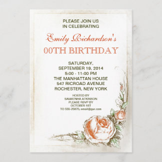 Vintage Rose Geburtstagsparty Einladung