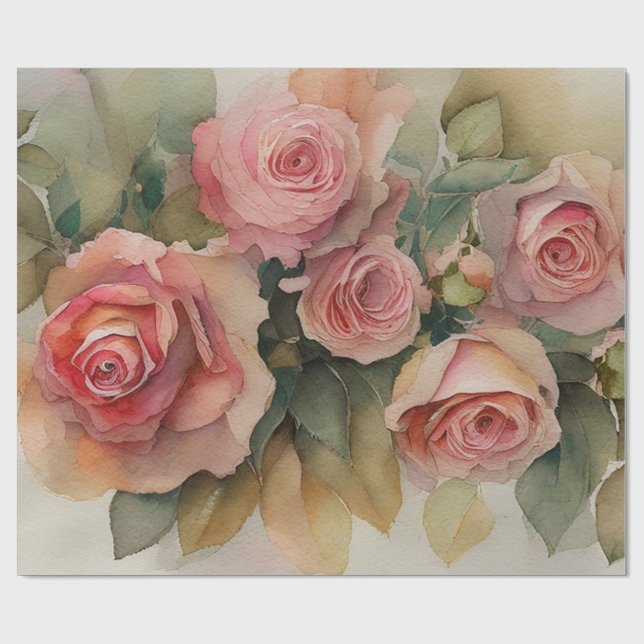Vintage Rose Geschenkpapier (Flach)