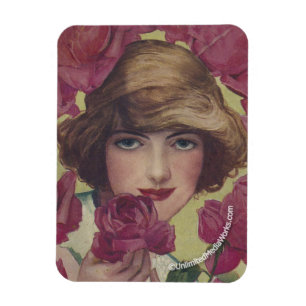 Vintage Rose Girl Magnet