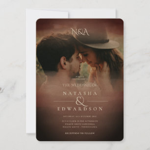 Vintage Rose Gold Abstrakt Overlay Foto Hochzeit Einladung