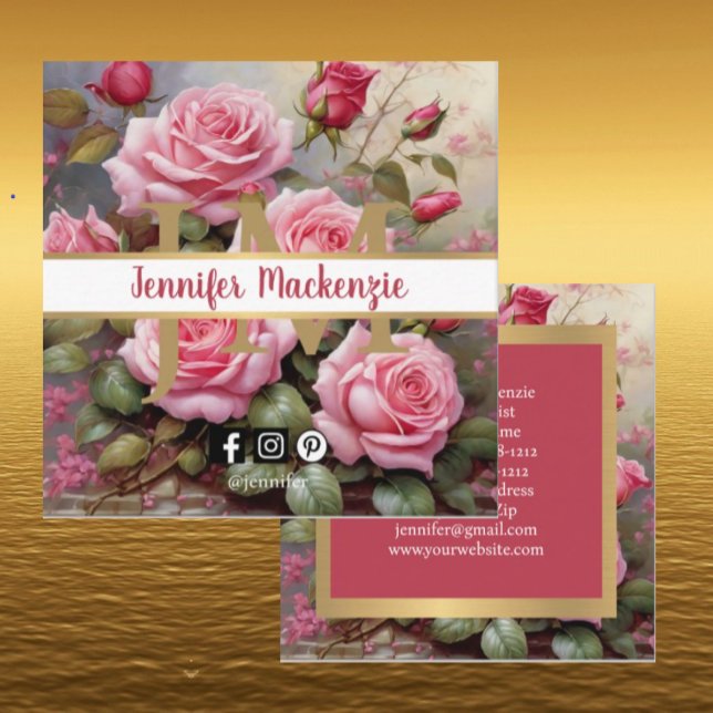 Vintage Rose Gold Hübsch Rosa Quadratische Visitenkarte (Von Creator hochgeladen)