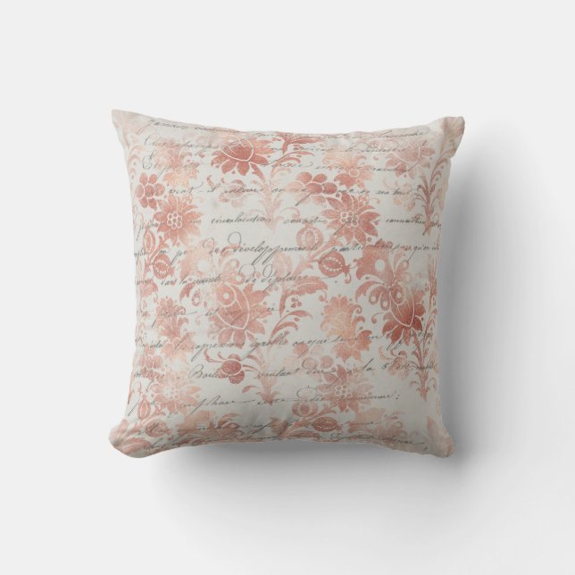 Vintage Rose Goldfloral Kissen (Vorderseite)