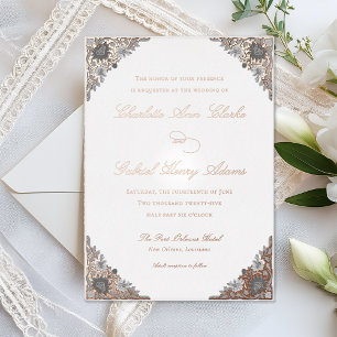 Vintage Rose Goldgraue Foil Einladung