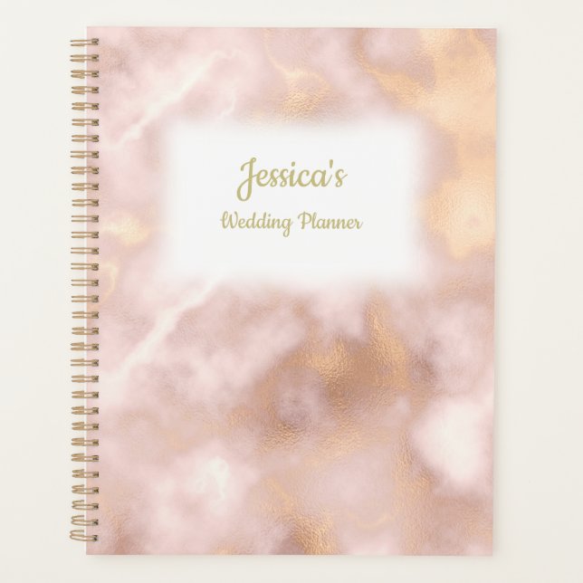 Vintage Rose Goldmarmorplatte Hochzeitsplaner Planer (Vorderseite)