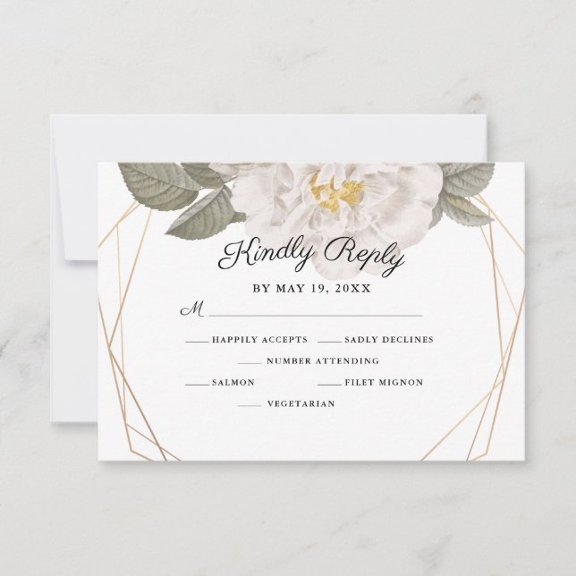 Vintage Rose Goldrahmen Hochzeitswahl RSVP Karte (Vorderseite)