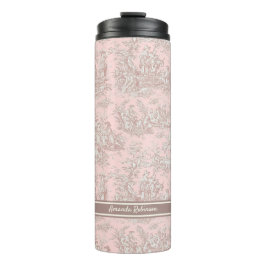 Vintage Rose Goldtoile de jouy gedruckt Thermosbecher