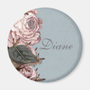 Vintage Rose Grenze Personalisiert - Magnet
