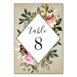Vintage Rose Grüne Hochzeitskarte Tischnummer