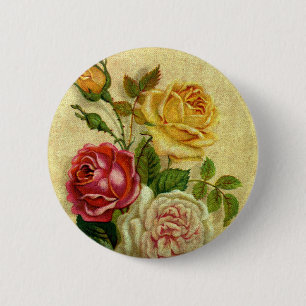 Vintage Rose Grunge Button