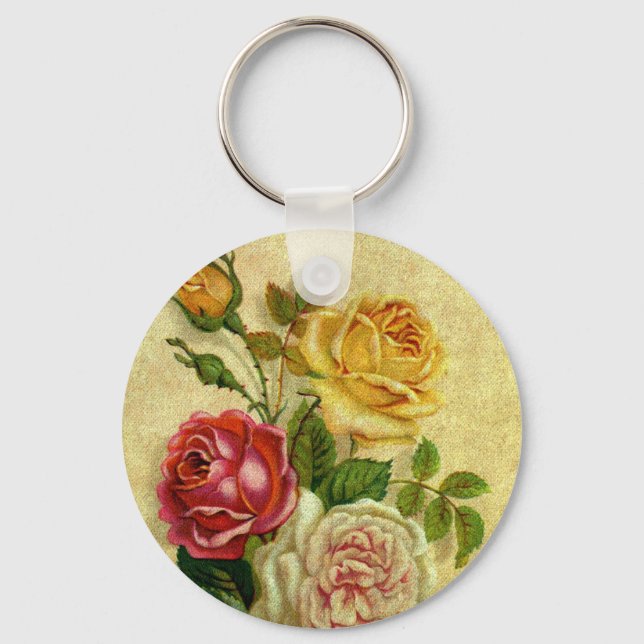 Vintage Rose Grunge Schlüsselanhänger (Vorderseite)