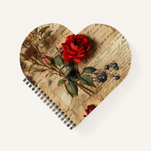 Vintage Rose Heart Shaped Notebook Notizbuch
