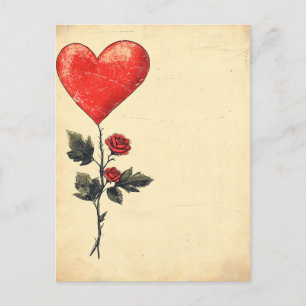 Vintage Rose HeartvLove Valentinstag Postkarte