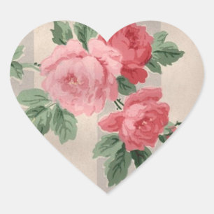 Vintage Rose Herz-Aufkleber