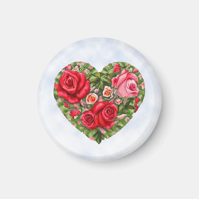 Vintage Rose Herz Magnet (Vorne)