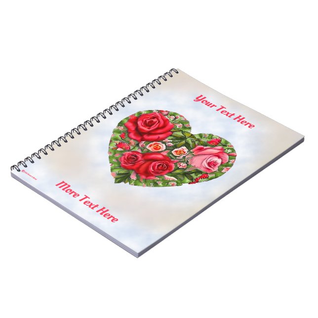 Vintage Rose Herz Notizblock (Linke Seite)