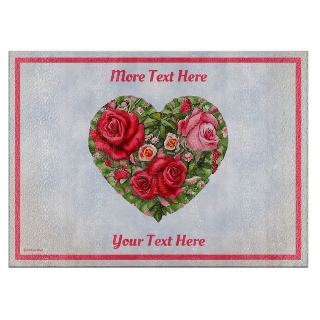 Vintage Rose Herz Schneidebrett (Vorderseite)