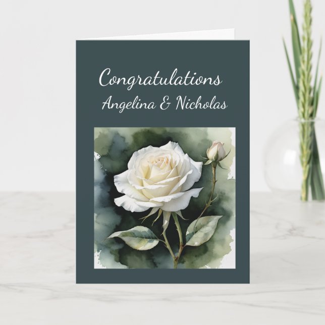 Vintage Rose Herzlichen Glückwunsch Hochzeit Karte (Vorderseite)