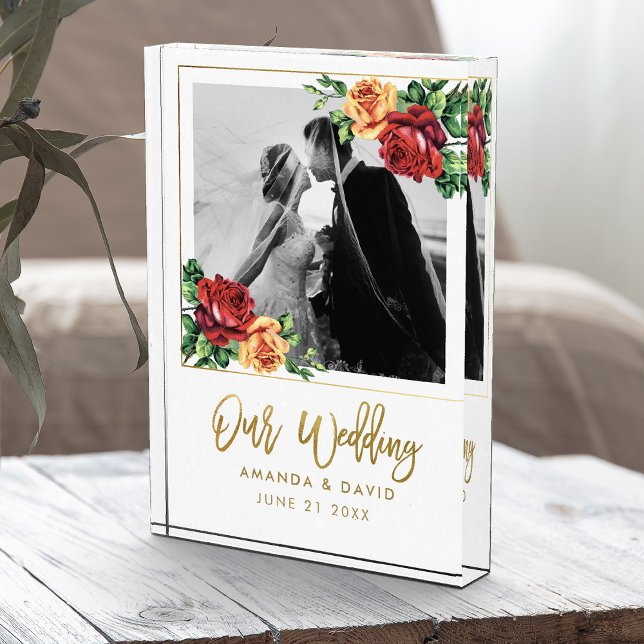 Vintage Rose Hochzeit Keepake Newlyweds Fotoblock (Vintage love blooms! Our wedding keepsake photo block, adorned with roses.)