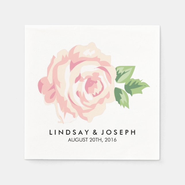 Vintage Rose Hochzeit Serviette (Vorderseite)