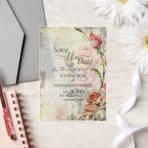 Vintage Rose Hochzeit speichern Sie das Datum