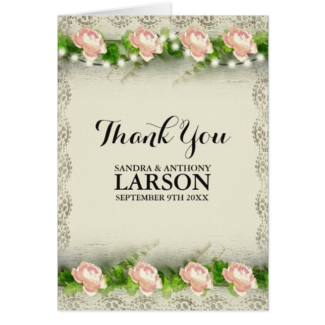 Vintage Rose & Hochzeit Vielen Dank (Vorne)