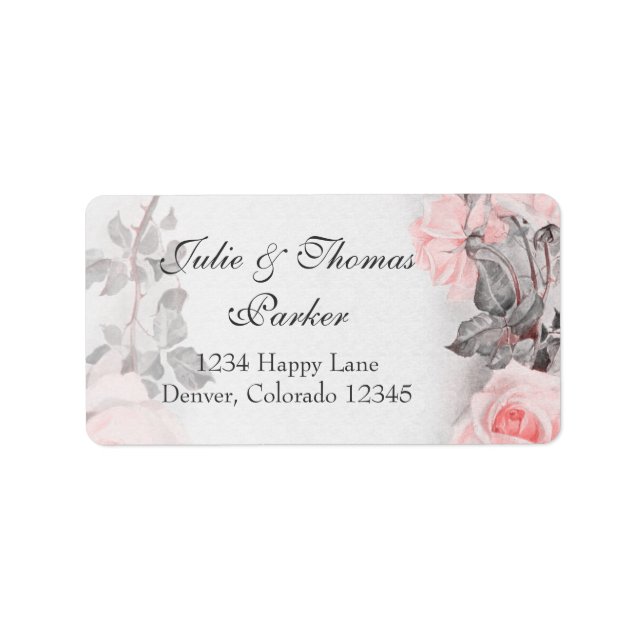 Vintage Rose Hochzeitadressen Adressaufkleber (Vorne)