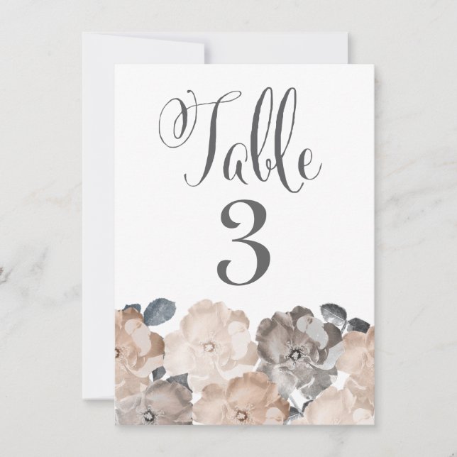 Vintage Rose Hochzeitskarten Tischnummer (Vorderseite)