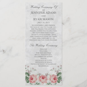 Vintage Rose Hochzeitsprogramm Programm