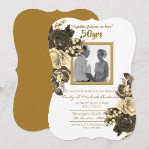 Vintage Rose Hochzeitstag - 50. Golden Einladung