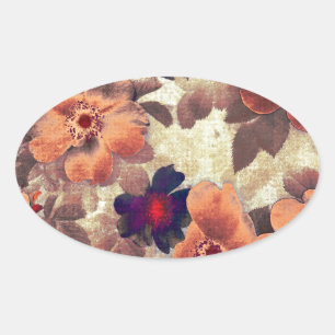 Vintage Rose Hüften Ovaler Aufkleber