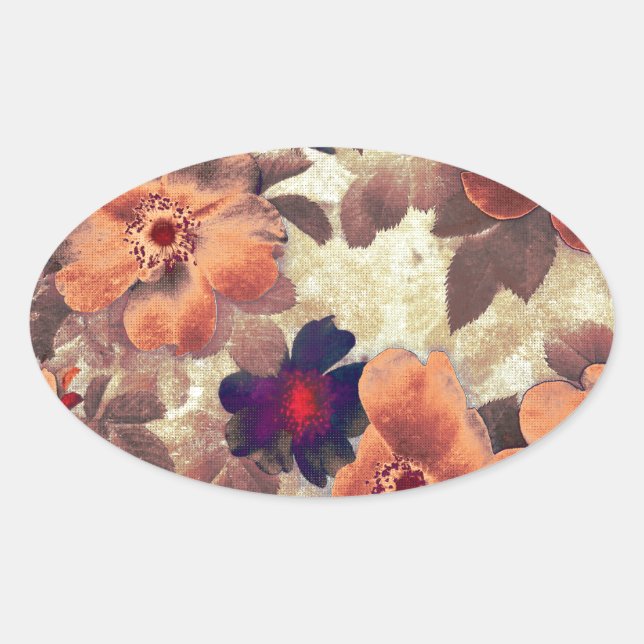 Vintage Rose Hüften Ovaler Aufkleber (Vorderseite)