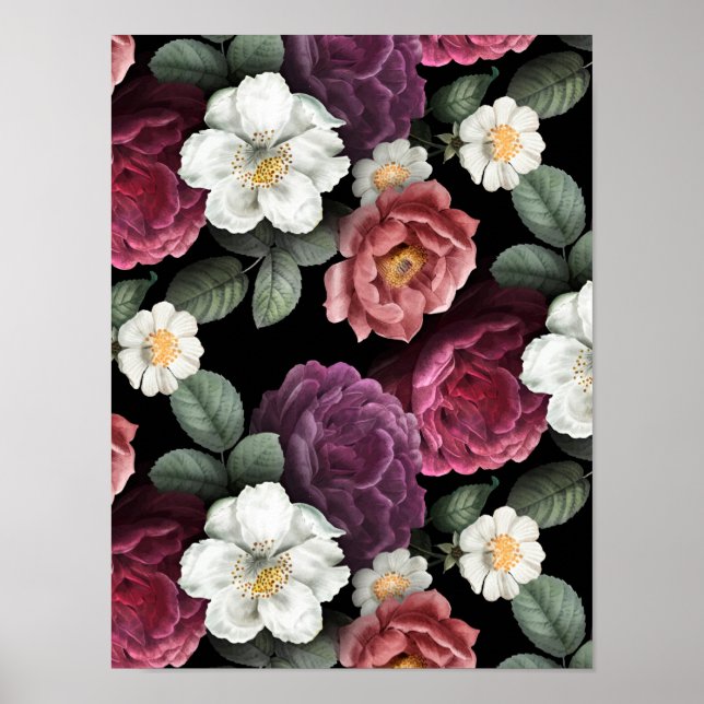 Vintage Rose Illustration Art Poster (Vorne)