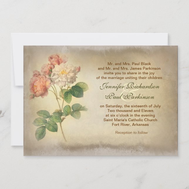 Vintage Rose im Alter von Einladungen (Vorderseite)