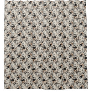 Vintage Rose in Beige, Schwarz, Creme Duschvorhang
