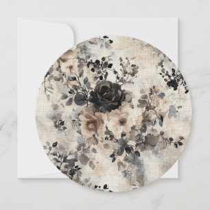 Vintage Rose in Beige, Schwarze Karte