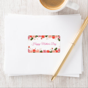 Vintage Rose in Pink - Muttertag glücklich Adressaufkleber