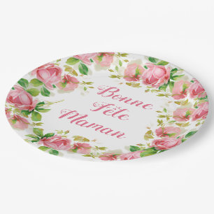 Vintage  Rose in Pink - Muttertag Pappteller