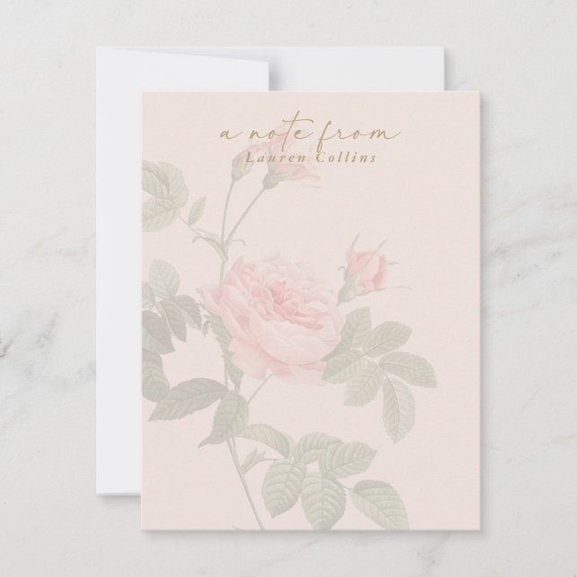 Vintage Rose in Rosa Mitteilungskarte (Vorderseite)