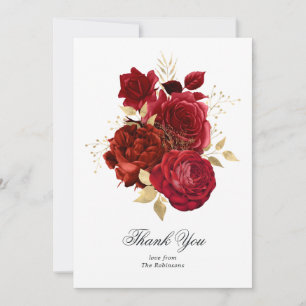 Vintage Rose in Rot und Gold Dankeskarte
