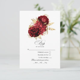 Vintage Rose in Rot und Gold RSVP Karte