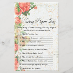 Vintage Rose Kinderzimmer Rhyme Quiz Kinderduschen