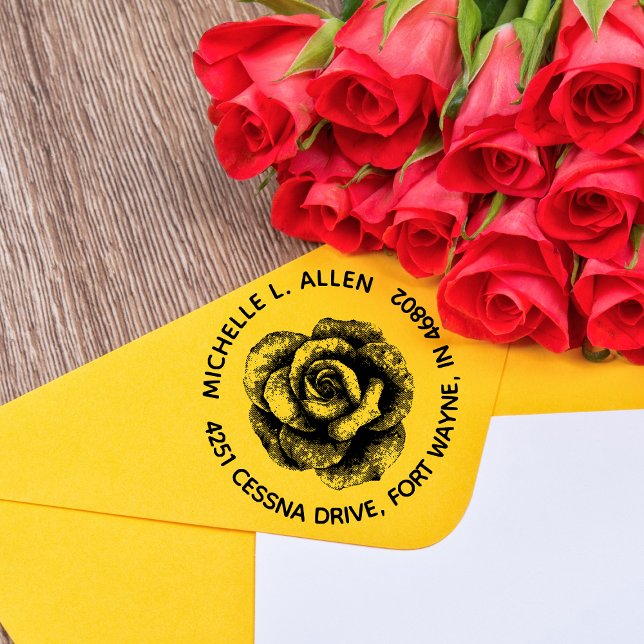 Vintage Rose Maßgebliche Rücksendeadresse Gummistempel (Von Creator hochgeladen)