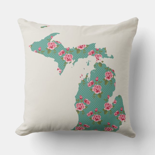Vintage Rose | Michigan-Silhouette Kissen (Vorderseite)