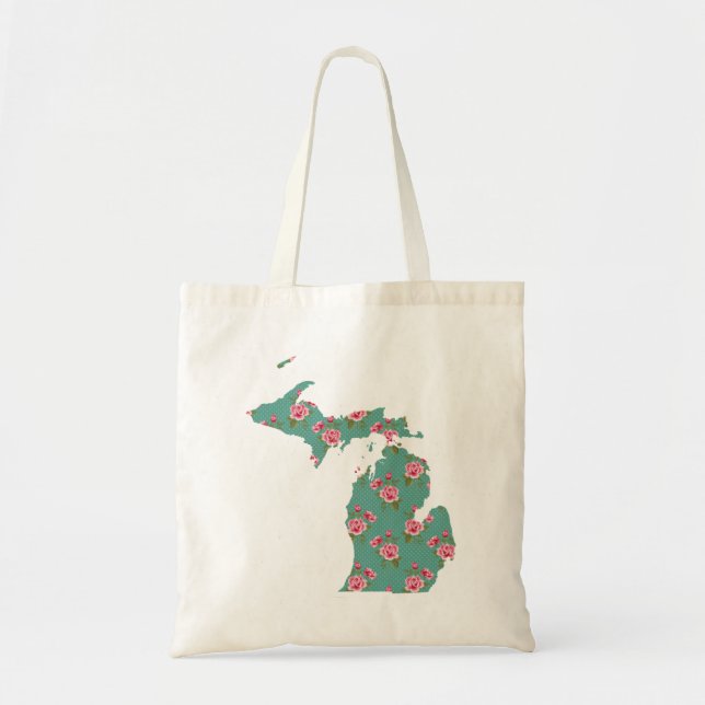 Vintage Rose | Michigan-Silhouette Tragetasche (Vorne)