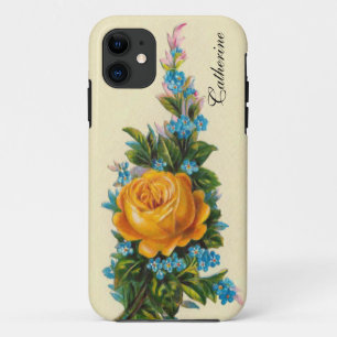 Vintage Rose mit blauen Blumen title_seo2