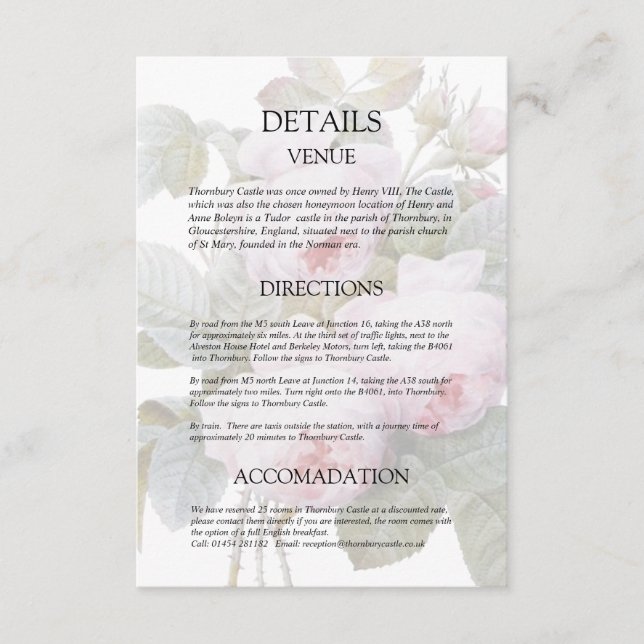 Vintage Rose mit Gästekarte Hochzeiten Begleitkarte (Vorderseite)